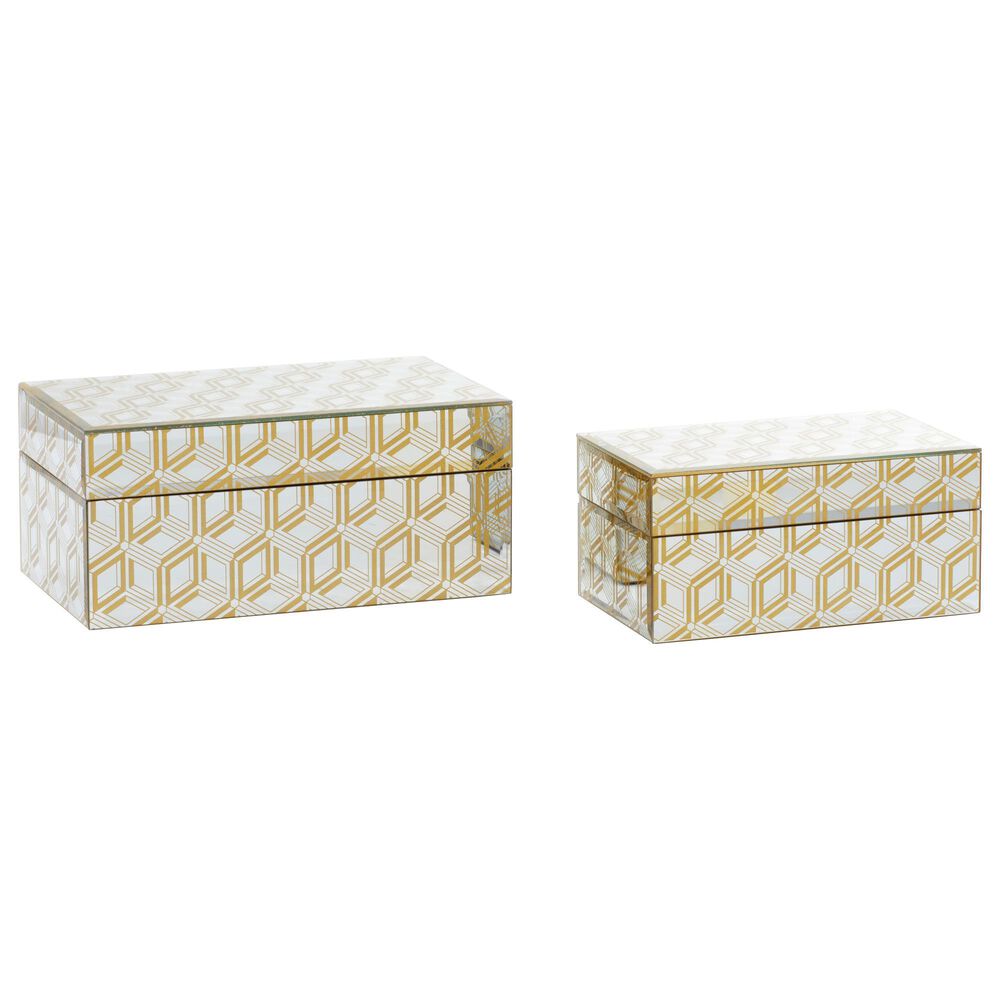CosmoLiving by Cosmopolitan Glam Wood Jewelry Boxes in Gold (Set of 2), , large