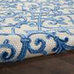 Nourison Aloha Damask 2" x 6" Grey and Blue Indoor/Outdoor Runner, , large