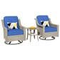 HOMLUX 3-Piece Outdoor Swivel Rocking Chair Set and Side Table in Navy Blue, , large