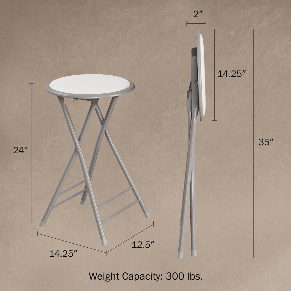 Timberlake 24&quot; Folding Heavy Duty Stool in White and Gray, , large