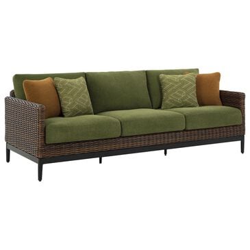 Ashley Horizon Hall Outdoor Sofa with Green Cushion in Brown, , large