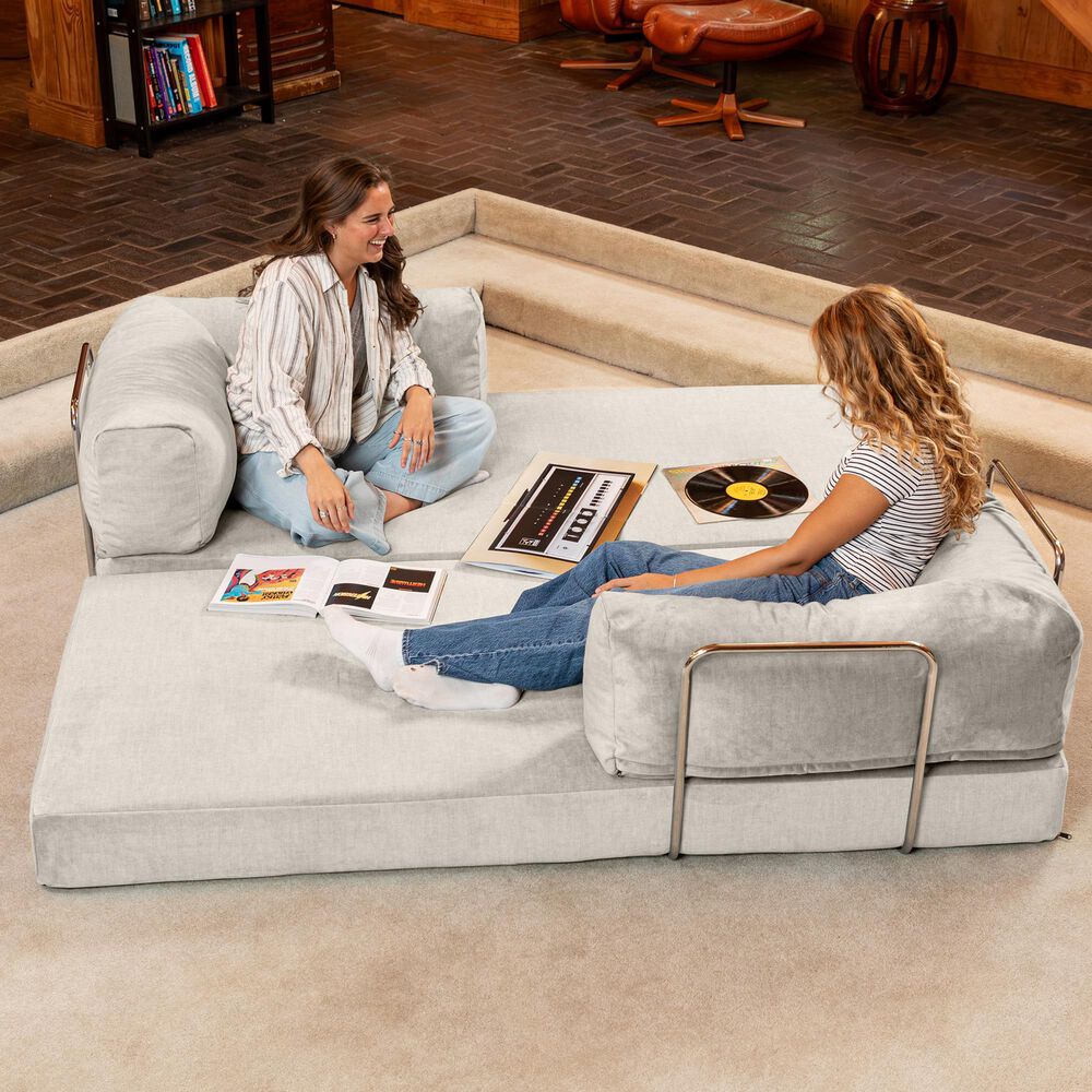 Jaxx Unsofa Stationary Loveseat in Ivory Velvet, , large