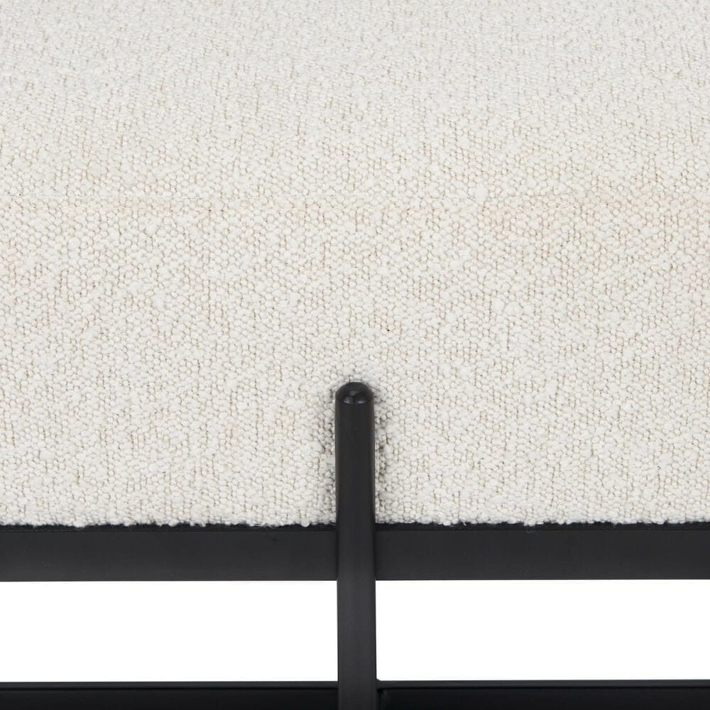 Mercana Amelia Upholstered Bench with Cream Boucle Cushion Seat in Black, , large