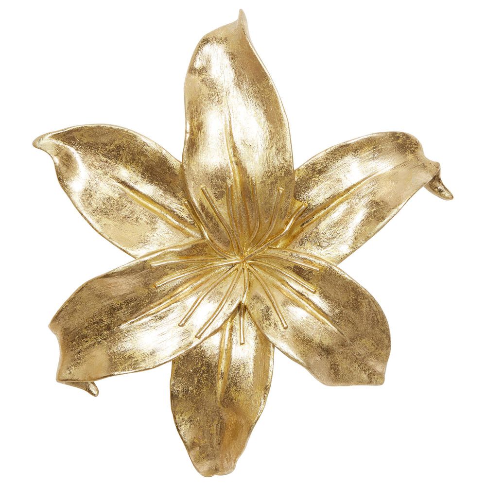 Maple and Jade 18&quot; x 16&quot; Contemporary Flowers Wall Decor in Gold &#40;Set of 3&#41;, Gold, large