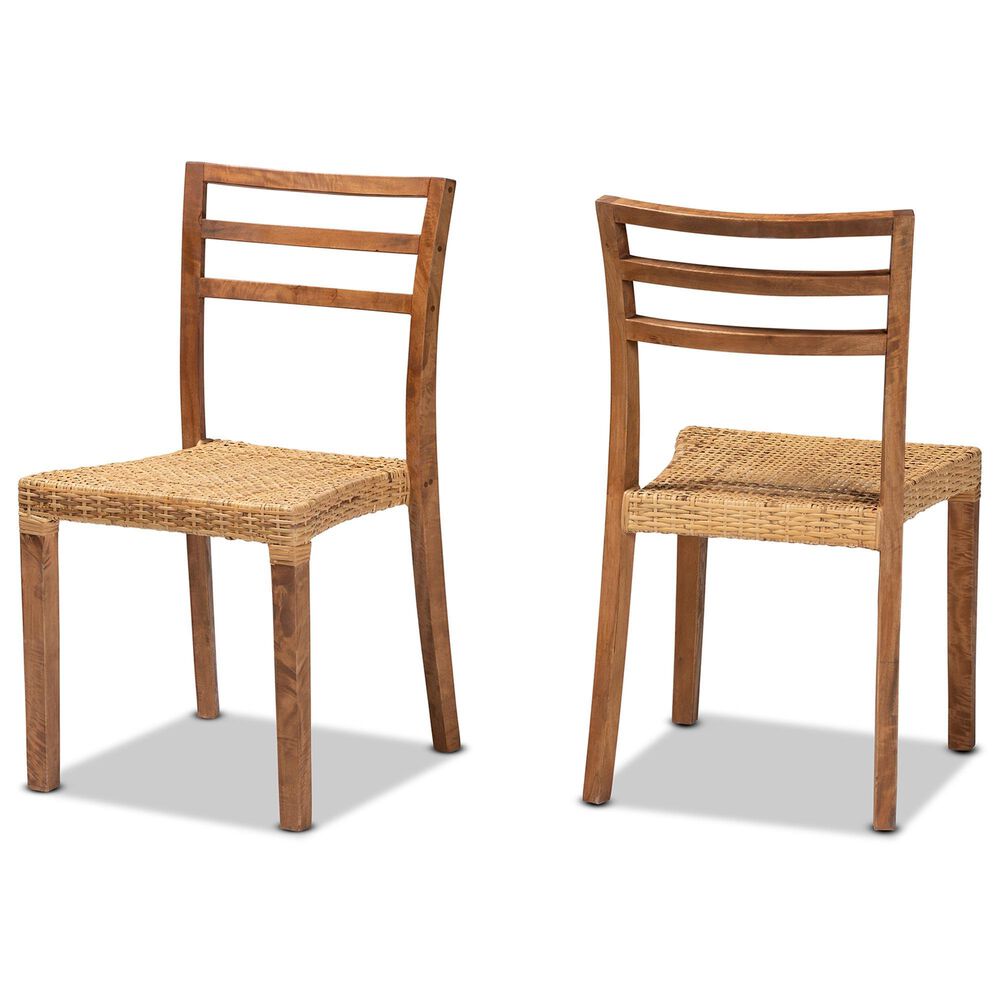 Baxton Studio Arthur Side Chair in Walnut Brown (Set of 2), , large