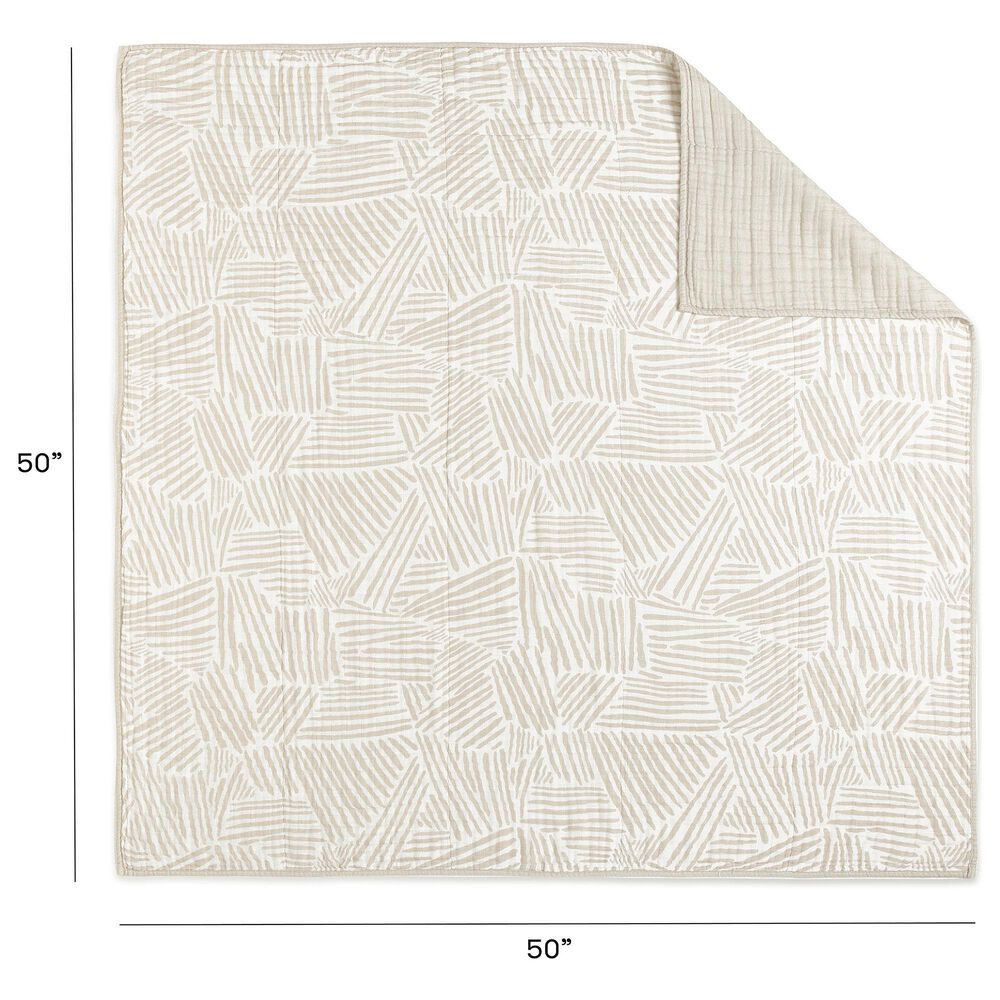 New Haus Olive Branches Muslin Quilt in Green and White, , large