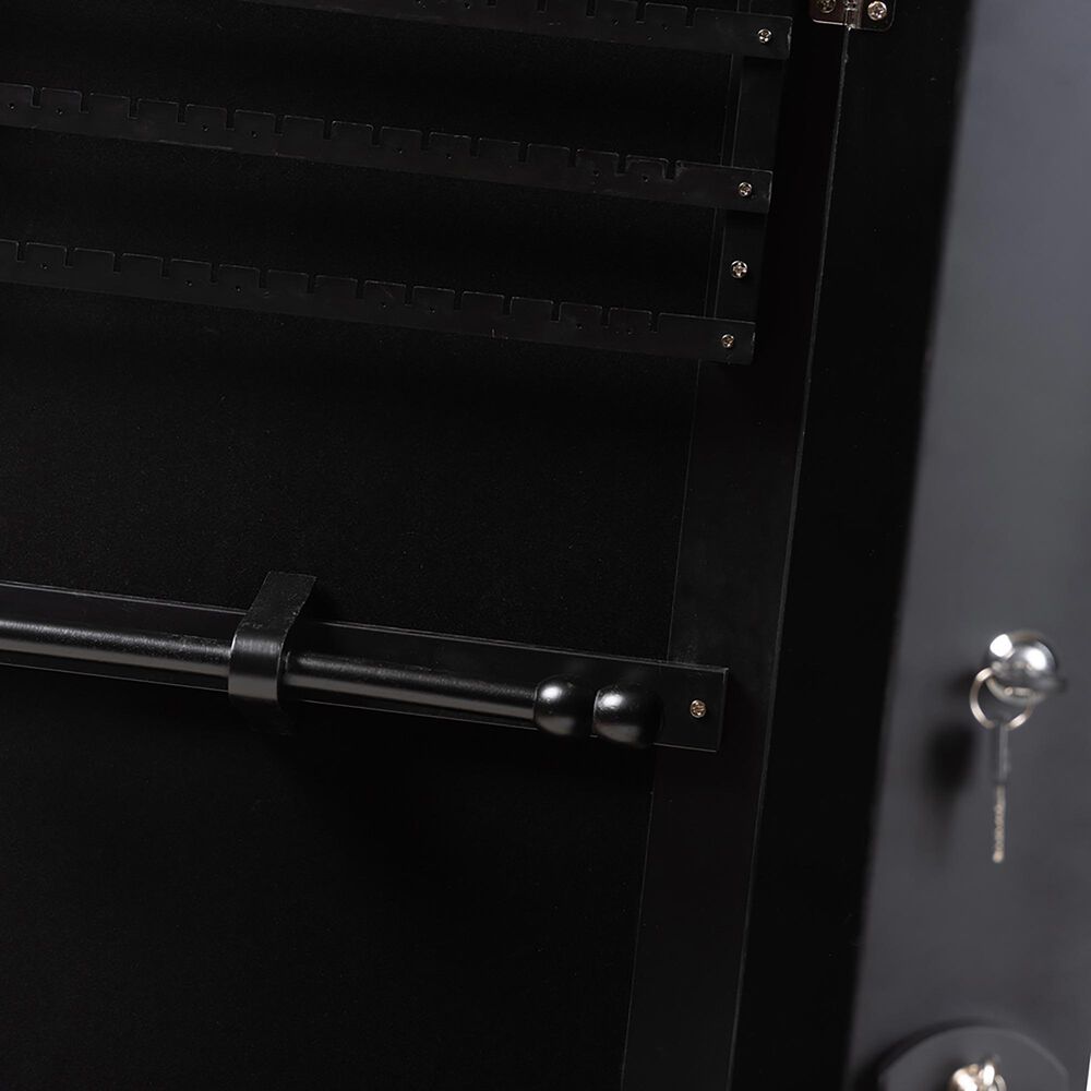 Baxton Studio Madigan Jewelry Armoire with Mirror in Black NFM
