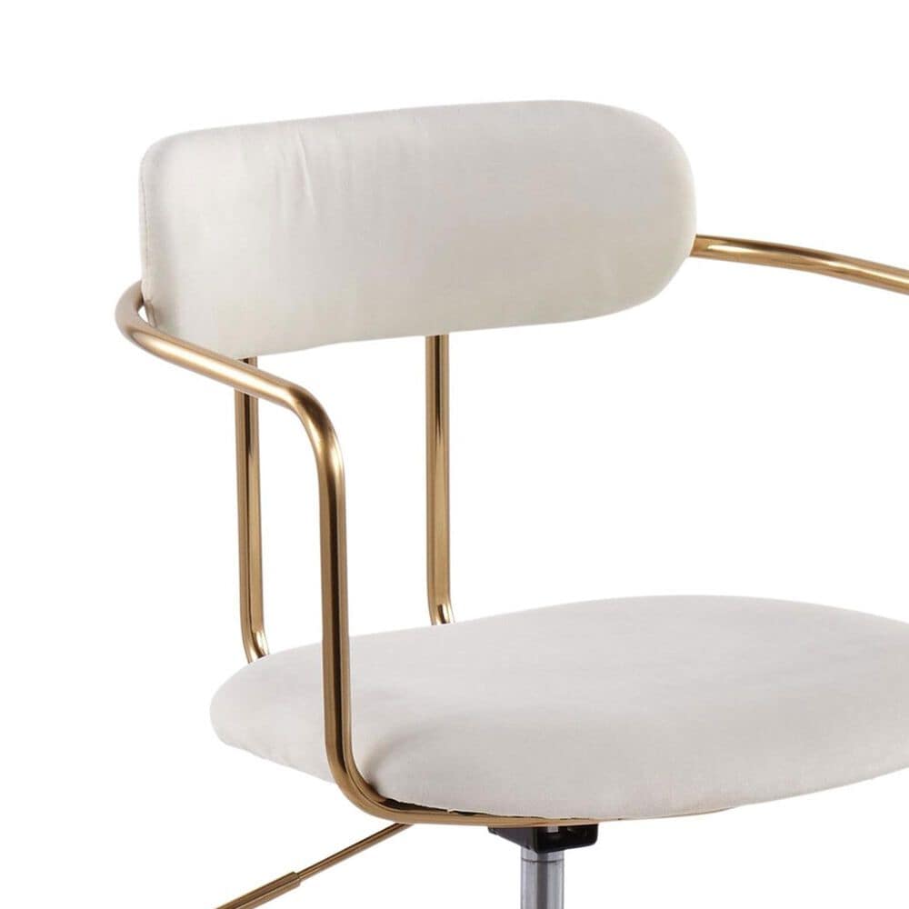 Lumisource Demi Task Chair with Cream Cushion in Gold, , large