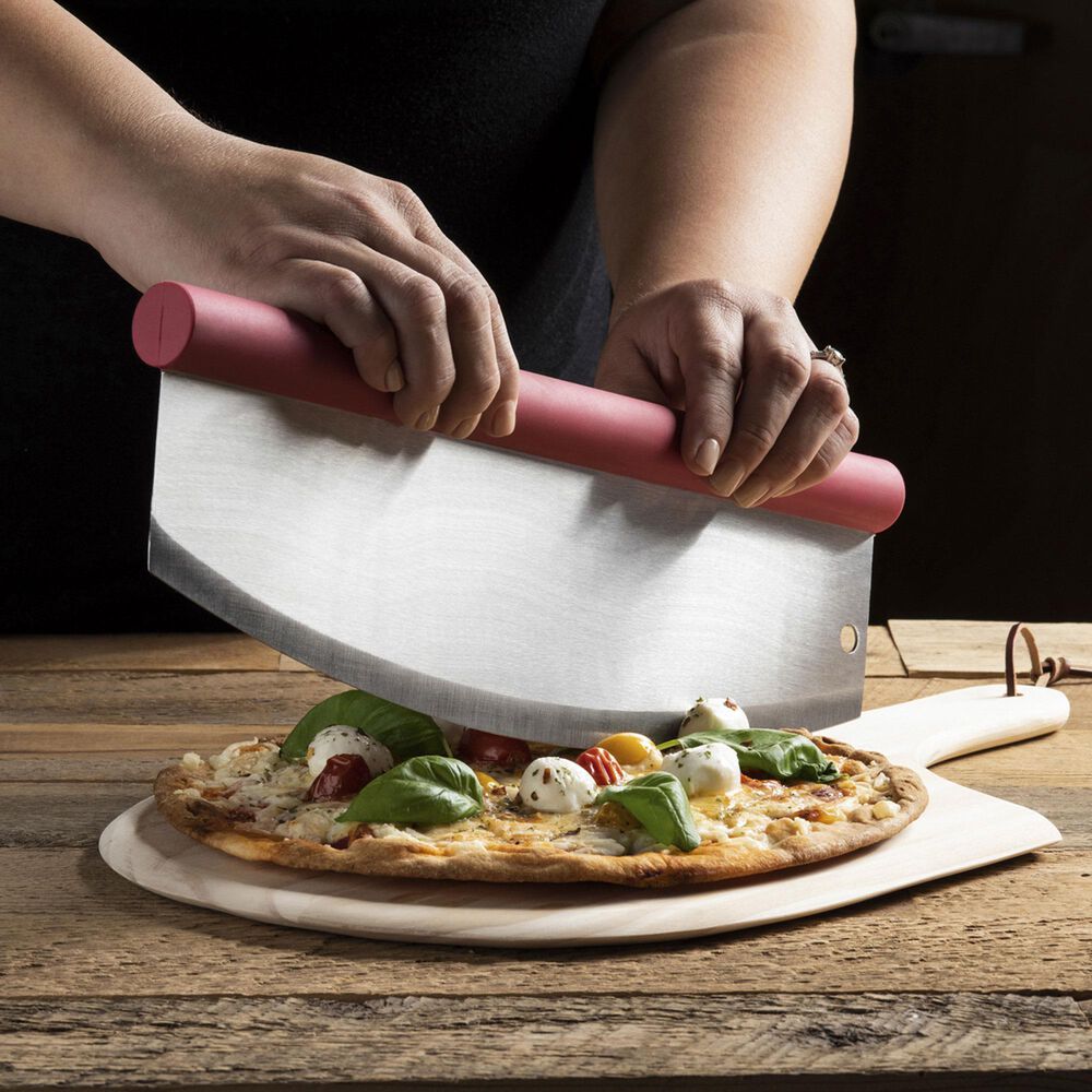 Fante&#39;s Rocking Pizza Cutter with Blade Guard in Stainless Steel and Red, , large