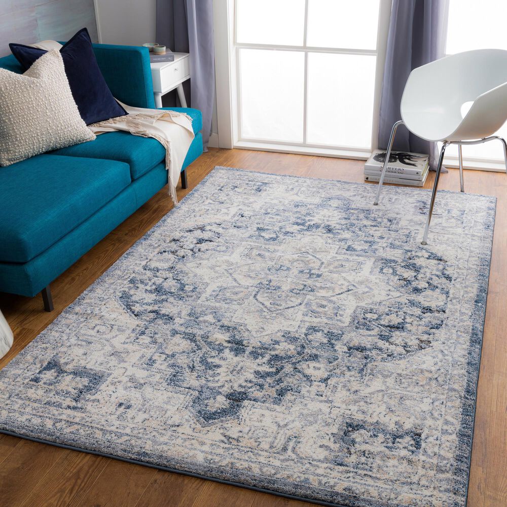 Surya Tuscany Traditional 5&#39;3&quot; x 7&#39;3&quot; Blue, Beige and Gray Area Rug, , large