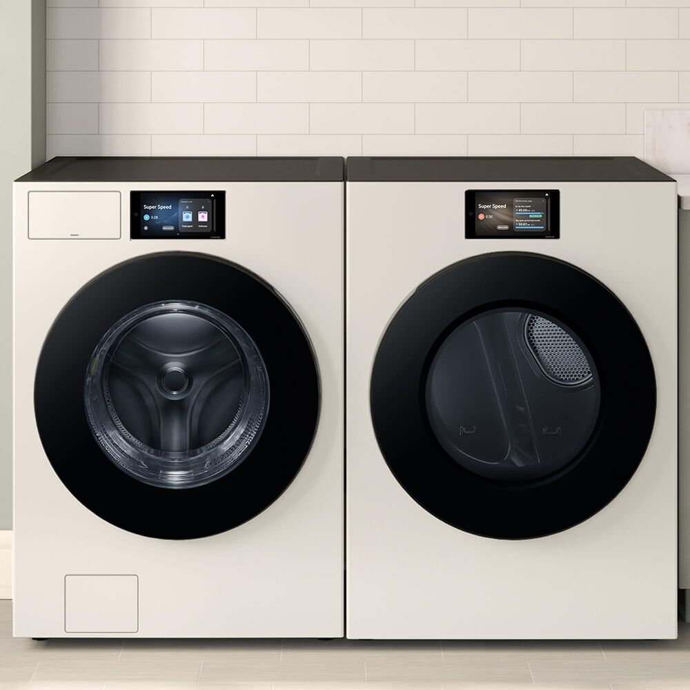 samsung Bespoke 5.3 Cu. Ft. Front Load Washer and 7.6 Cu. Ft. Front Load Electric Dryer in Ivory, , large