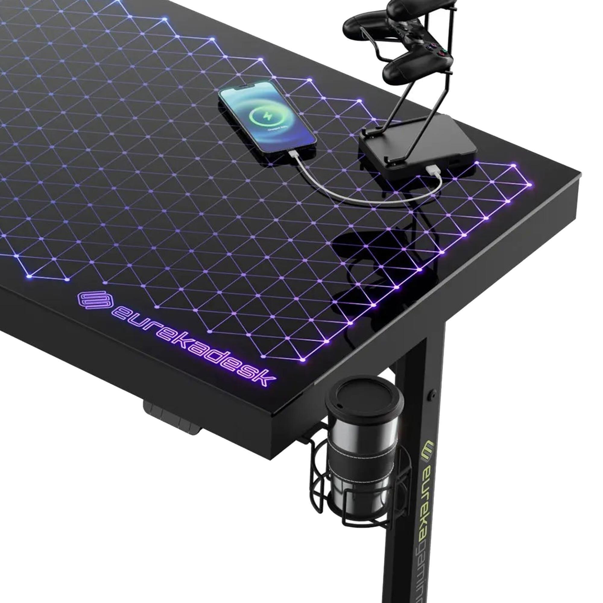 Eureka Ergonomic LED Glass Desktop Gaming Desk - Thumbnail 4