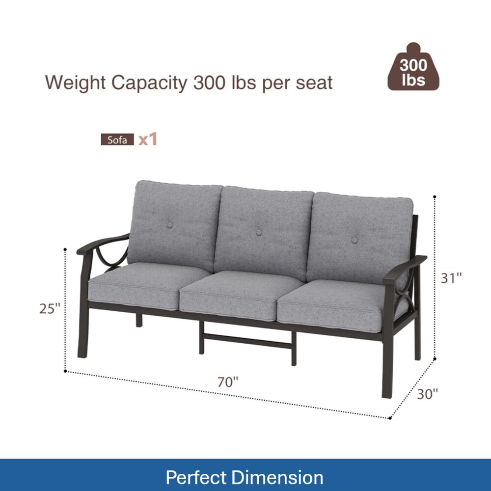 Hearth and Haven Outdoor Sofa with Khaki Metal Frame in Gray, , large