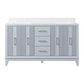 37B Fenwick 60" Double Bathroom Vanity in Soft Blue with Glossy White Composite Stone Top and Backsplash, , large