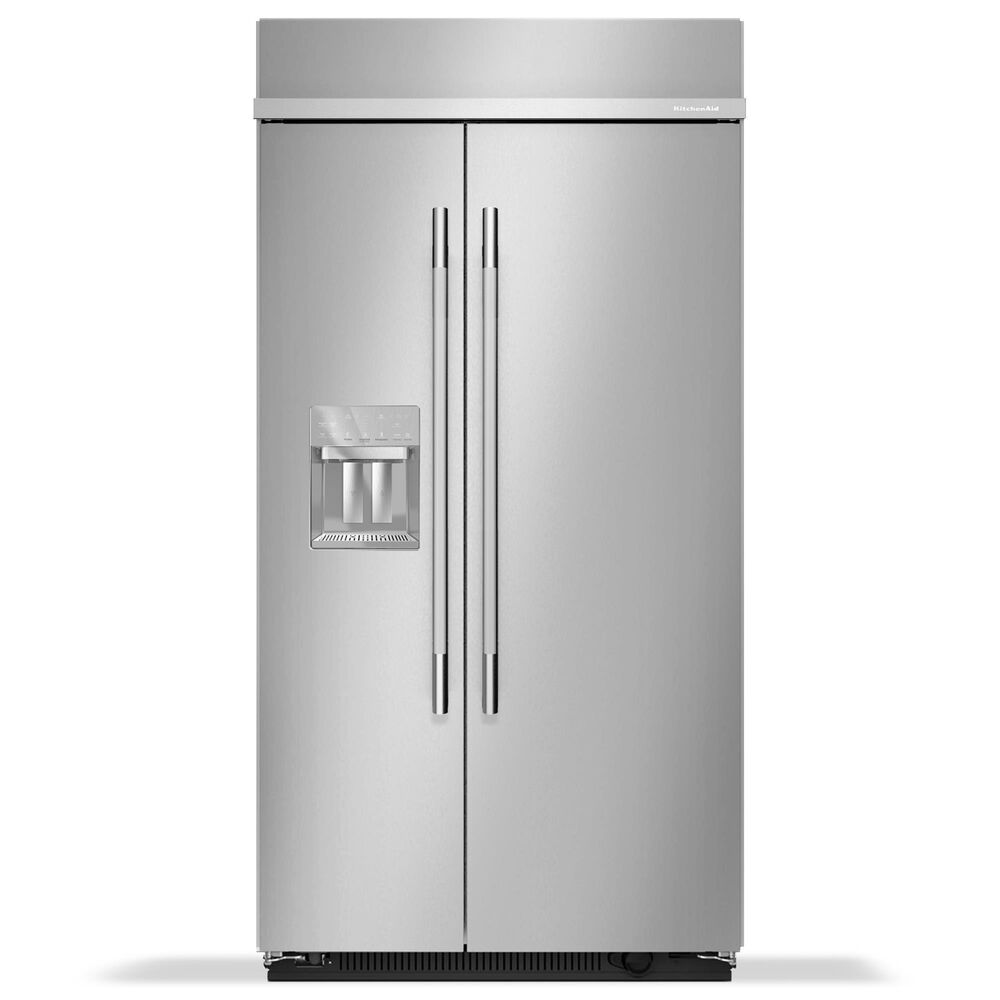 KitchenAid 25.1 Cu. Ft. Built-In Side-by-Side Refrigerator with Exterior Water and Ice Dispenser in PrintShield Stainless Steel, , large