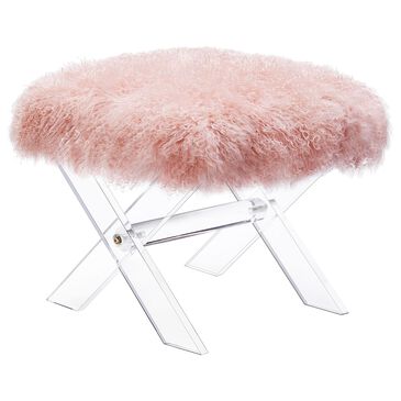 Safavieh Coraline Ottoman in Blush Sheepskin, , large