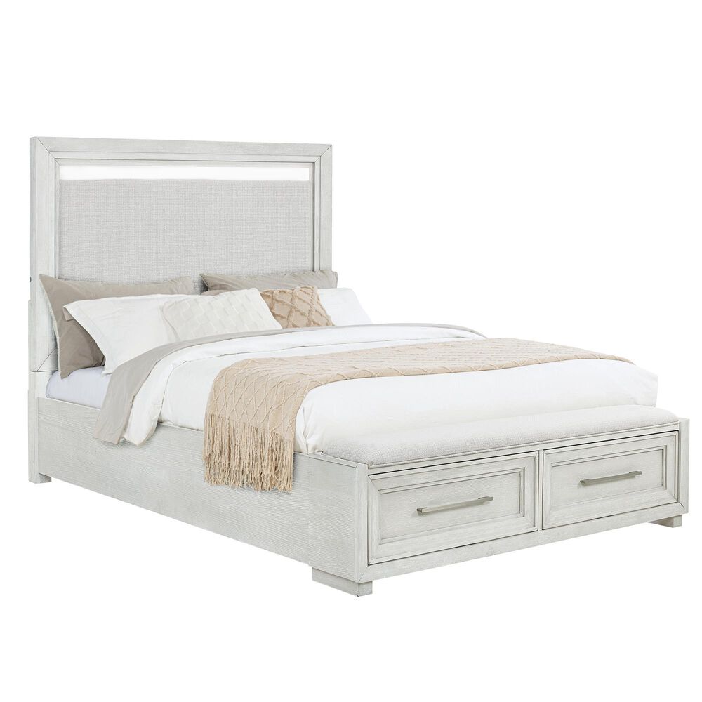 Sasha Lee Queen Storage Bed in Brushed White, , large