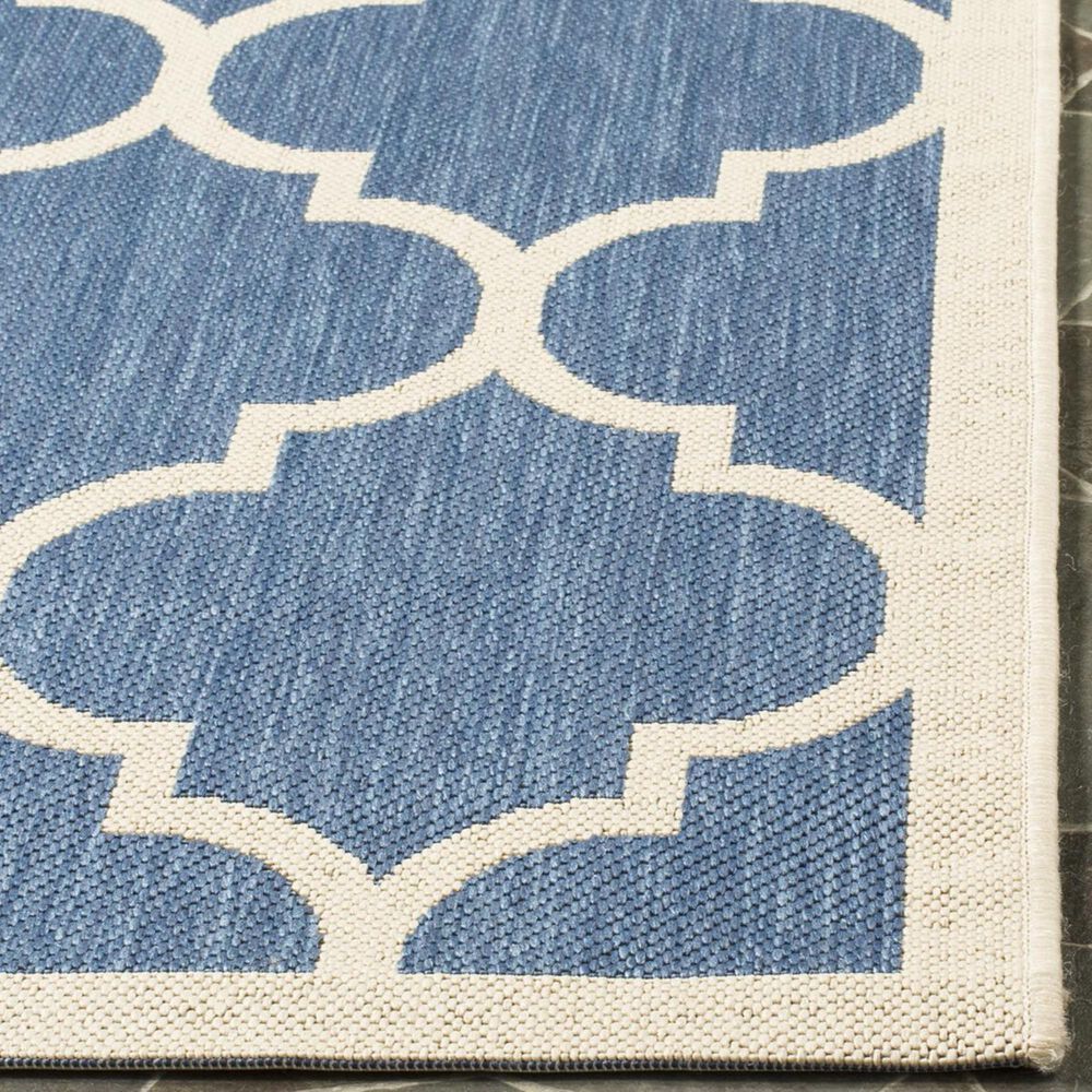 Safavieh Courtyard Indoor/Outdoor CY6914-243-4 4&#39; x 5&#39;7&quot; Blue/Beige Area Rug, , large