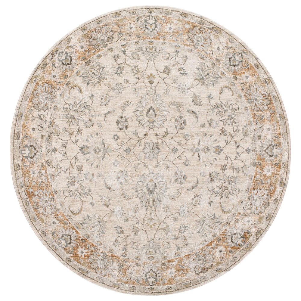 Surya Brunswick Light Gray, Cream, Medium Brown, Light Brown, Charcoal and Mustard 6'7" Round Area Rug, , large