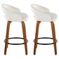 LumiSource Grotto Swivel Counter Stool with White Velvet Upholstery in Walnut Wood and Black (Set of 2), , large