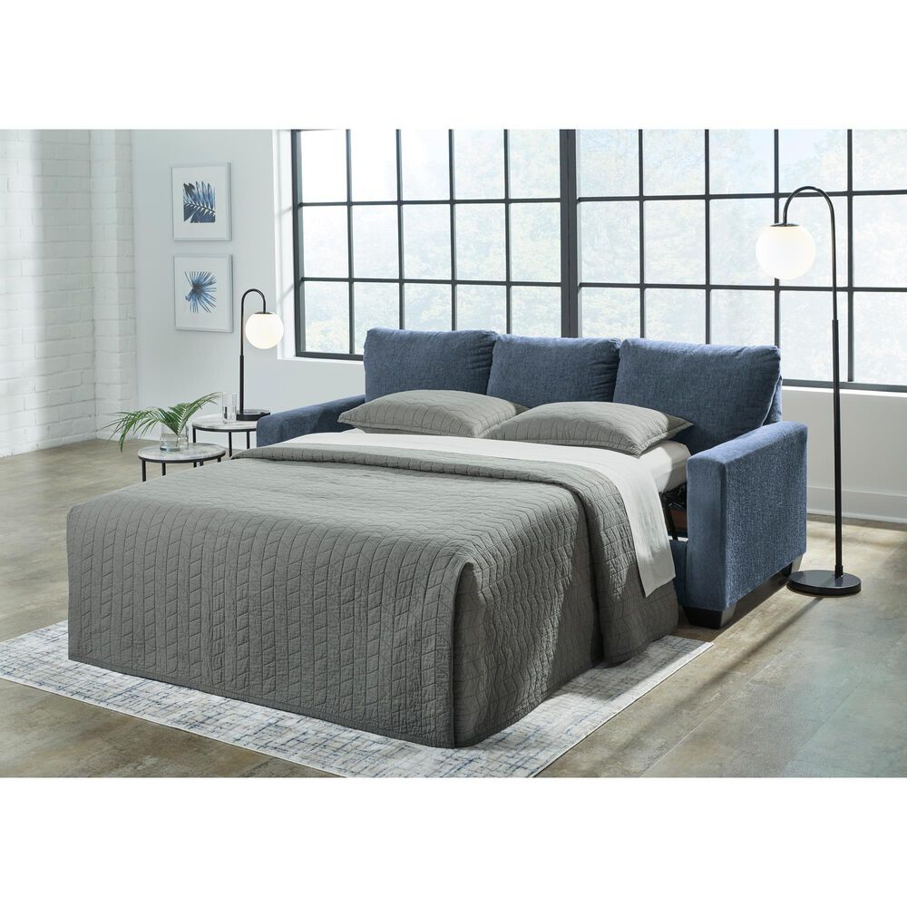 Ashley Rannis Stationary Queen Sofa Sleeper in Navy, , large