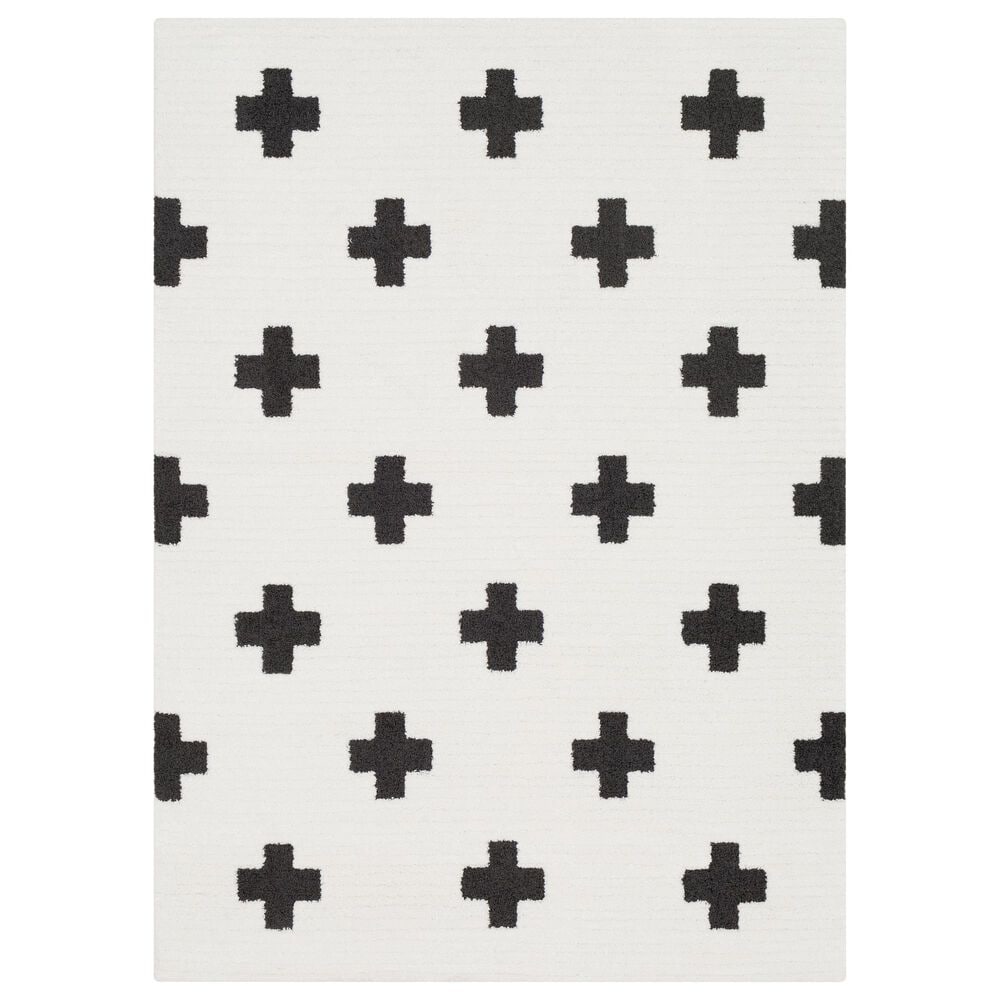 Surya Moroccan Shag MCS-2306 6"7" x 9"6" Black and White Area Rug, , large