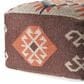 LR Home 18" Square Kilim Pouf in Brown and Orange, , large