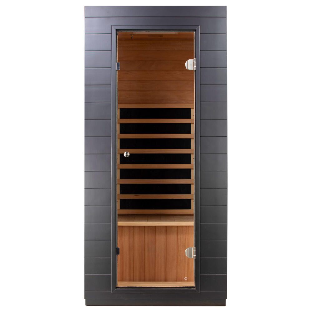 EZlife 1-Person Low EMF Infrared Solo Sauna with Red Light in Charcoal Gray, , large