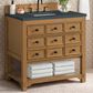 James Martin Malibu 36" Single Bathroom Vanity in Amber Birch with 3 cm Charcoal Soapstone Quartz Top and Rectangular Sink, , large