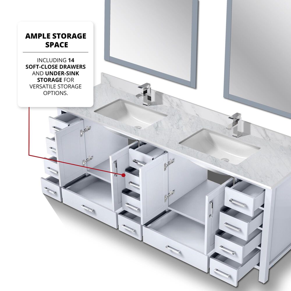 Lexora Home Jacques 84&quot; Double Bathroom Vanity Cabinet Only in Distressed Grey and 34&quot; Mirrors, , large
