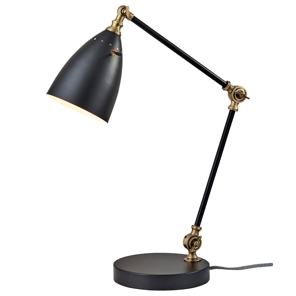 Adesso Boston Desk Lamp in Black and Antique Brass, , large