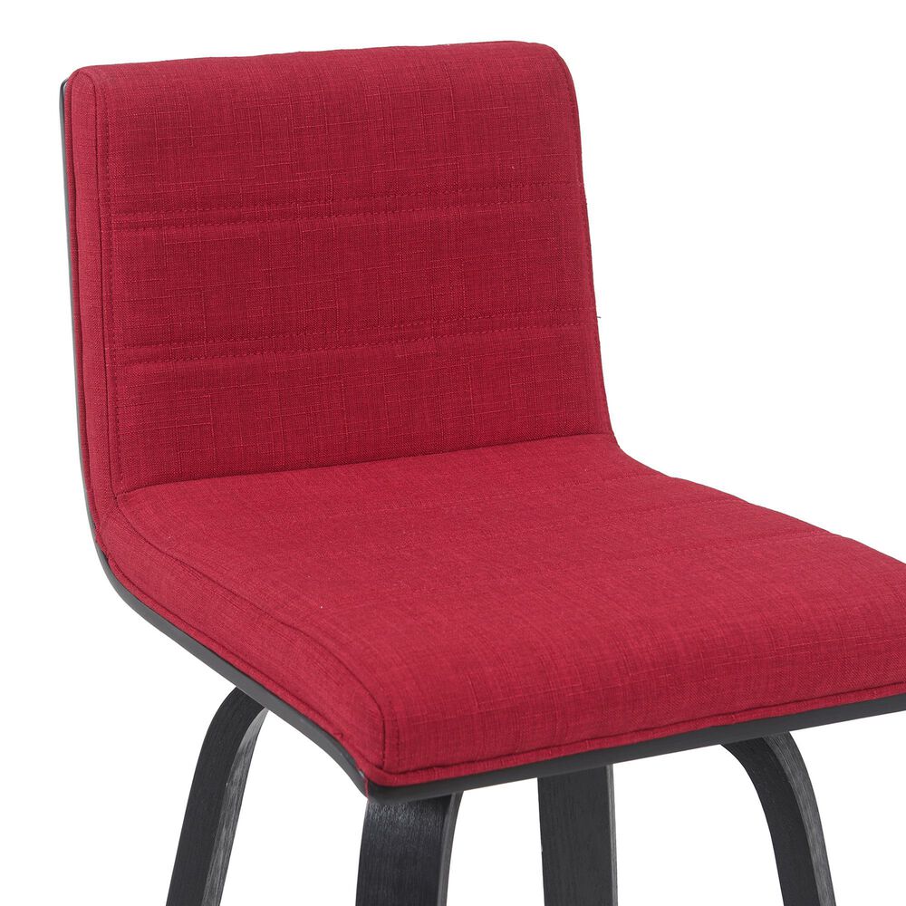 Armen Living Vienna Swivel Bar Height Stool with Red Upholstery in Black Brushed, , large