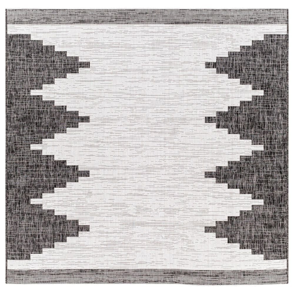 Surya Eagean EAG-2356 Black, Off-White and Charcoal 7"10" Square Indoor/Outdoor Area Rug, , large