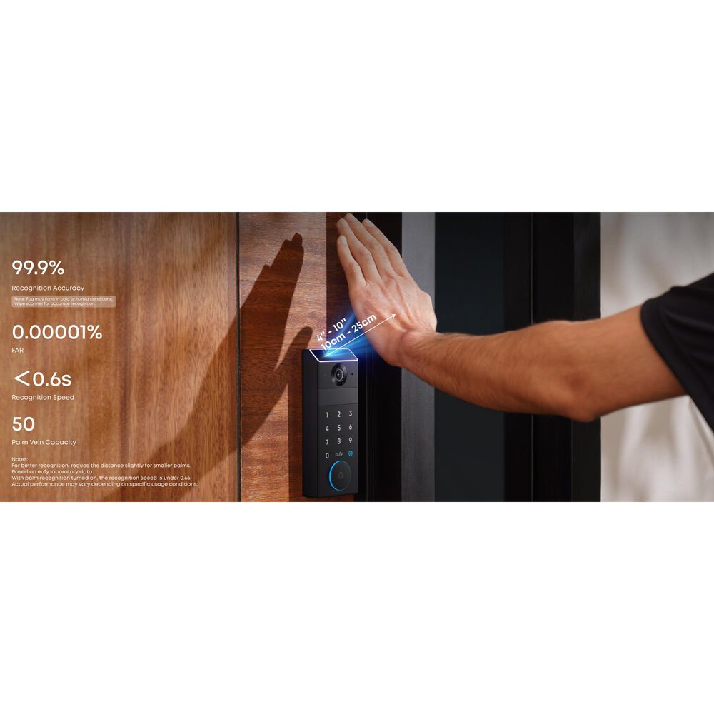 eufy FamiLock S3 Max Video Doorbell and Palm Scanner in Black, , large