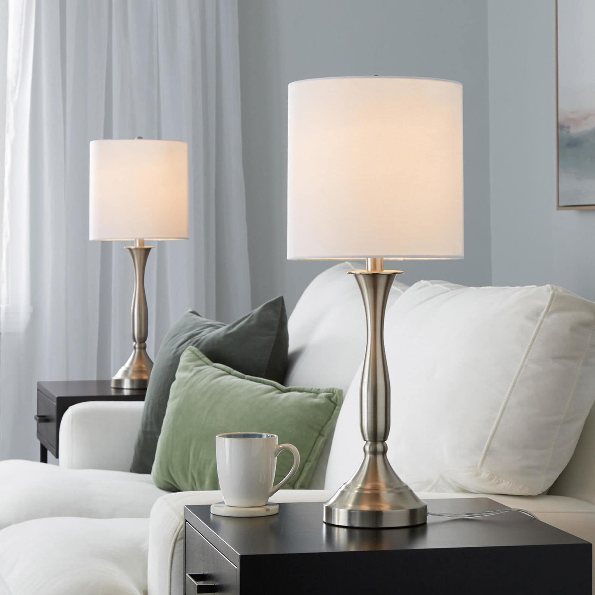 Table lamp with grey shade hot sale
