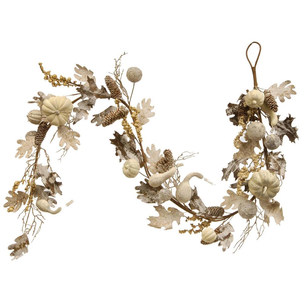 National Tree 72" White Pumpkin Garland, , large