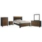 Crown Mark Nemy 5 Piece King LED Panel Bedroom Set in Brown, , large
