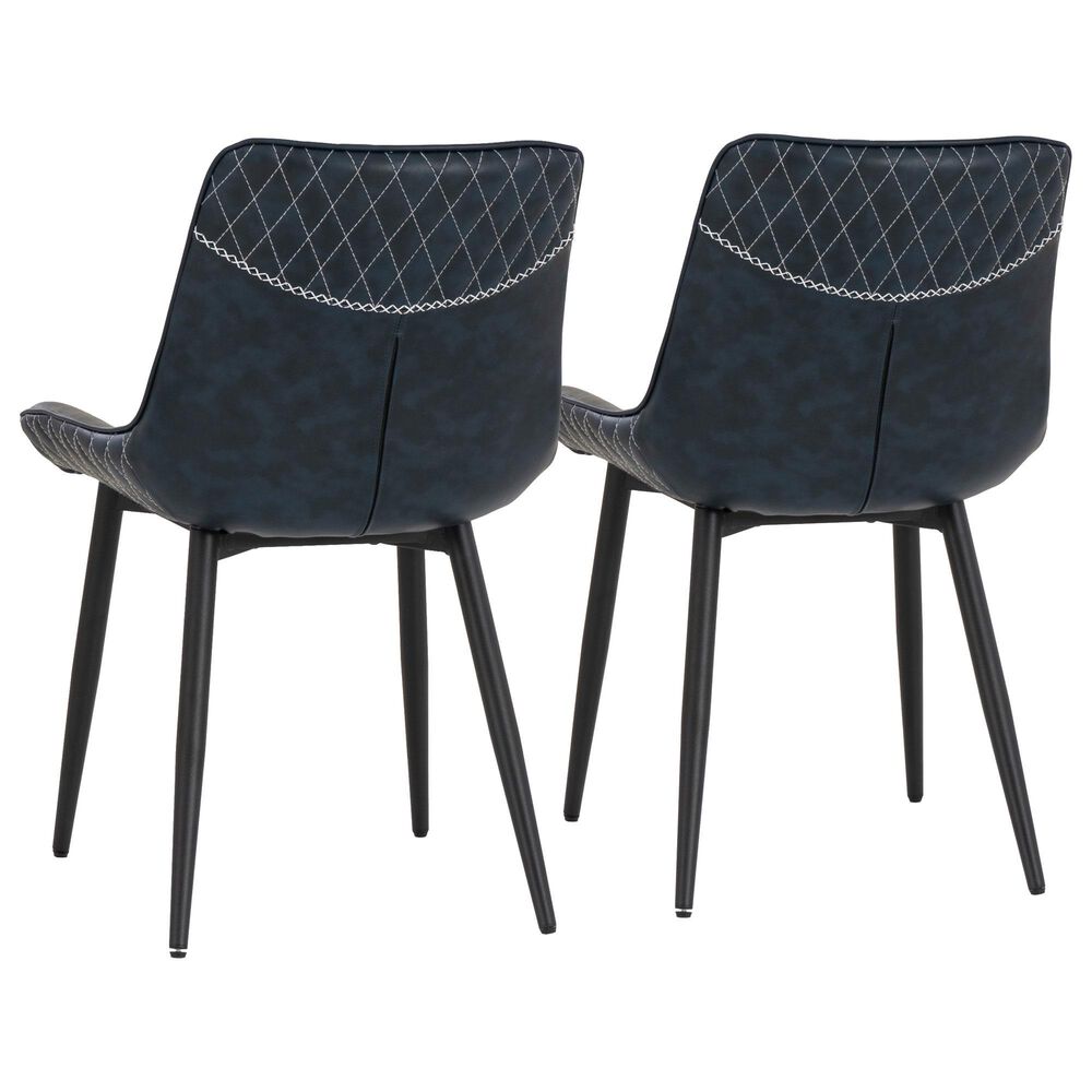 Linon Home Decor Edler Side Chair with Blue Upholstery in Black (Set of 2), , large