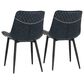 Linon Home Decor Edler Side Chair with Blue Upholstery in Black (Set of 2), , large
