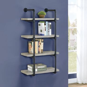 Pacific Landing Wall Shelf in Gray Driftwood and Black, , large
