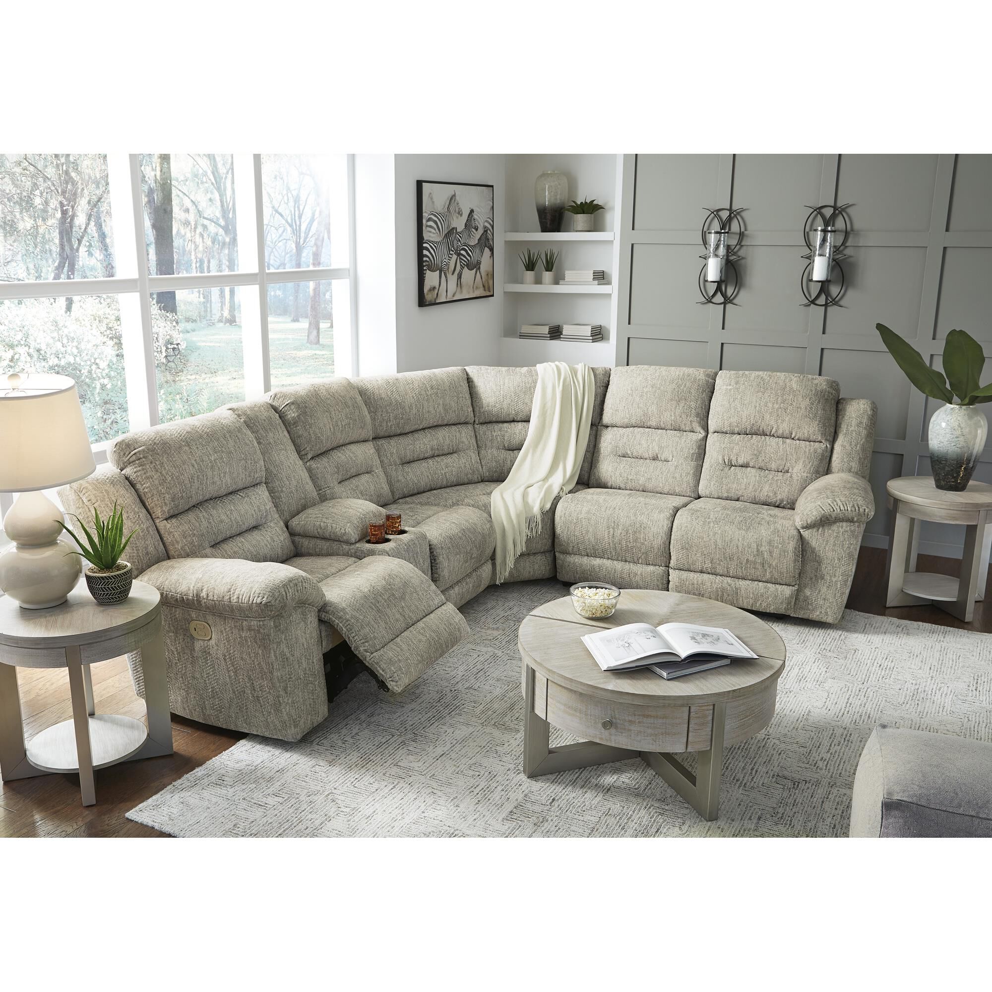 L sectional sales couch with recliner
