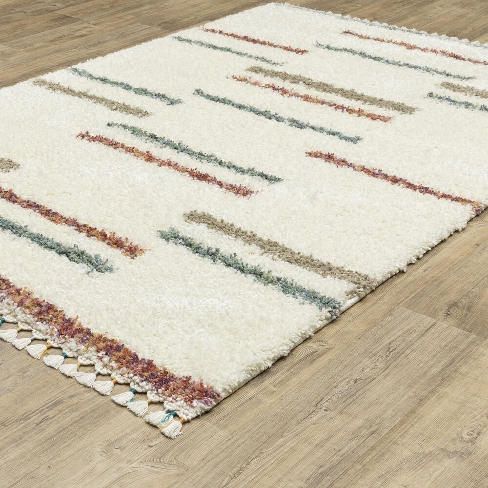Oriental Weavers Axis Striped 6&#39;7&quot; x 9&#39;6&quot; Ivory Area Rug, , large