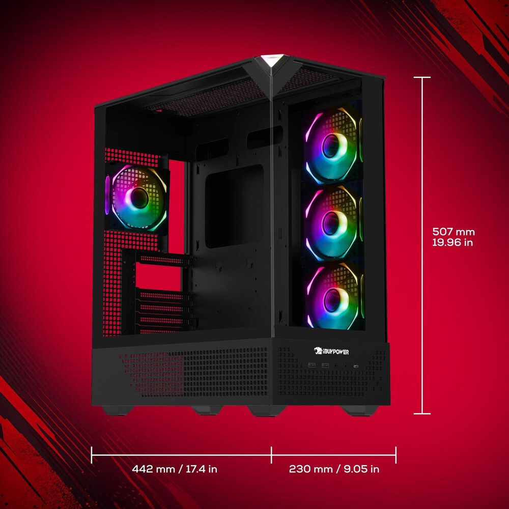 iBUYPOWER Element Pro Gaming Desktop PC | AMD Ryzen 7 9800X3D - 32GB RAM - AMD Radeon RX 9070XT Graphics - 2TB SSD in Black, , large