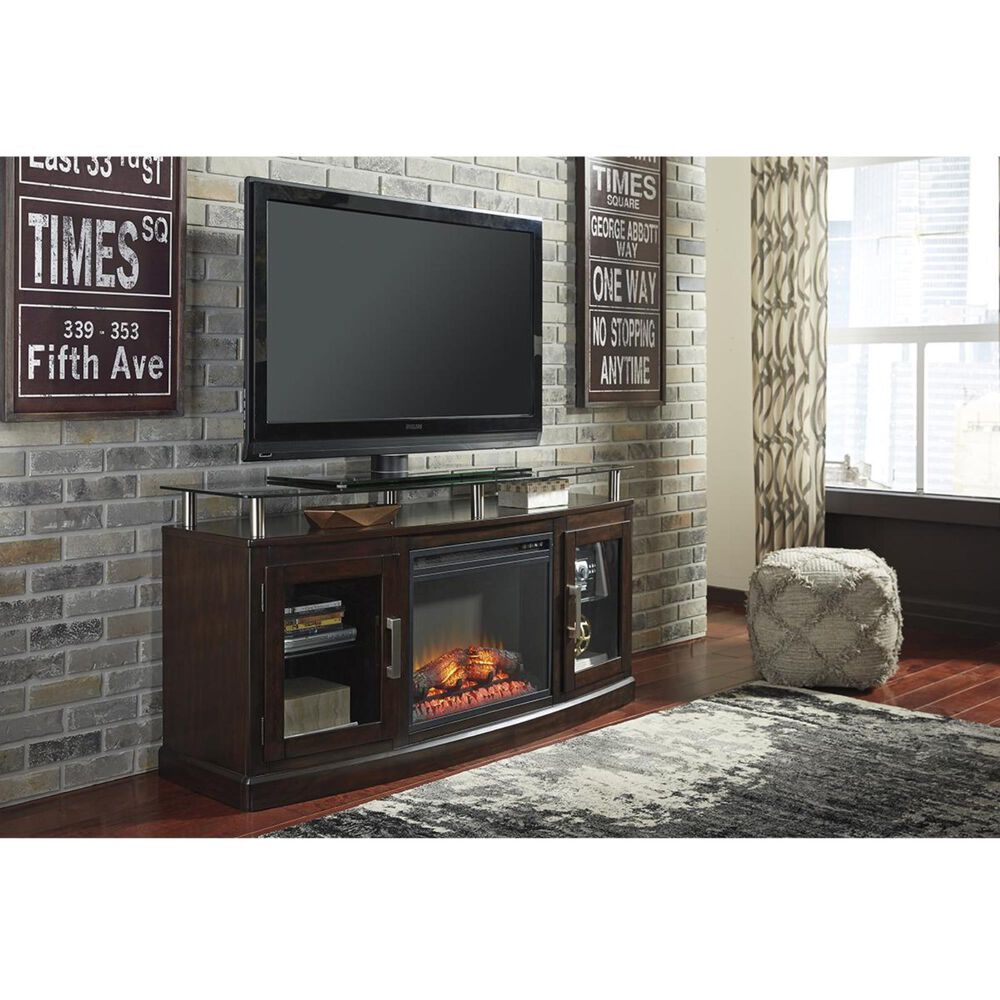 Signature Design By Ashley Chanceen Medium Tv Stand And Fireplace Insert In Dark Brown Nebraska Furniture Mart Ashley Chanceen Medium Tv Stand, Chanceen 60 Tv Stand With Electric Fireplace
