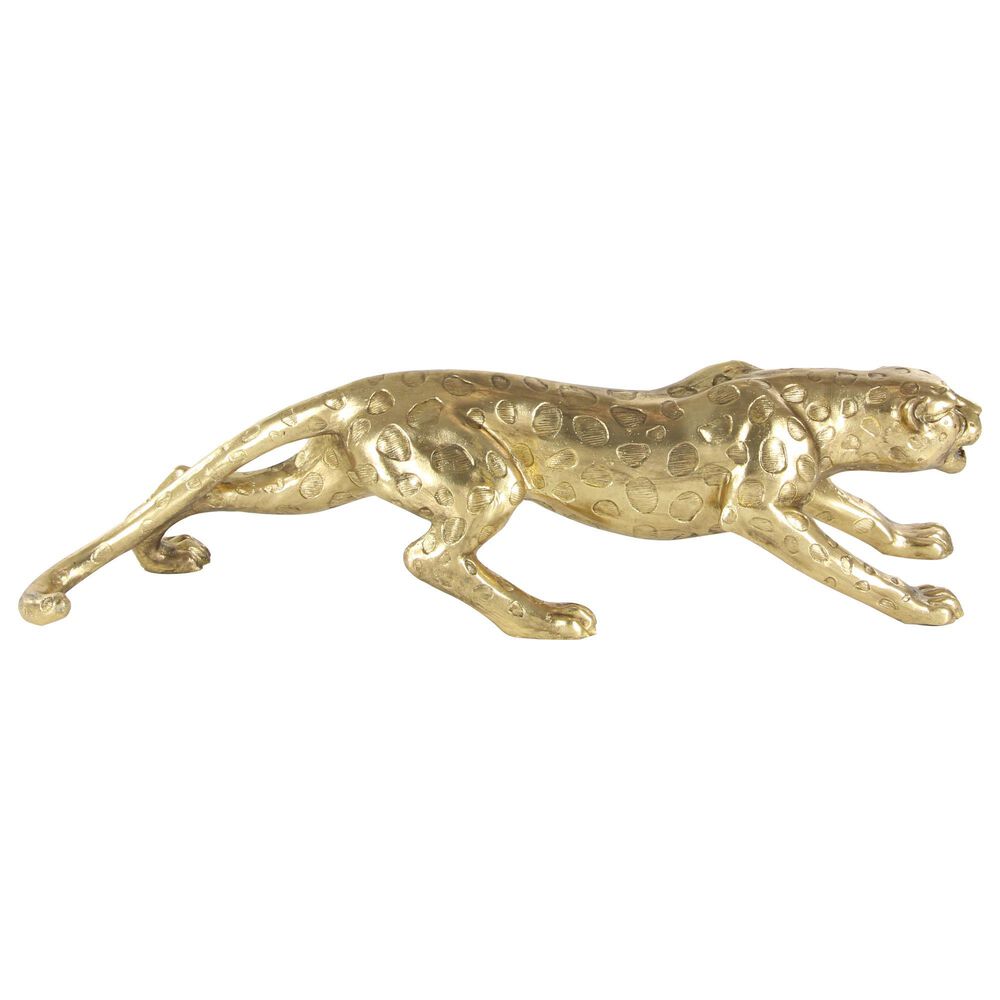 Maple and Jade 8" x 34" Leopard Sculpture in Gold, , large