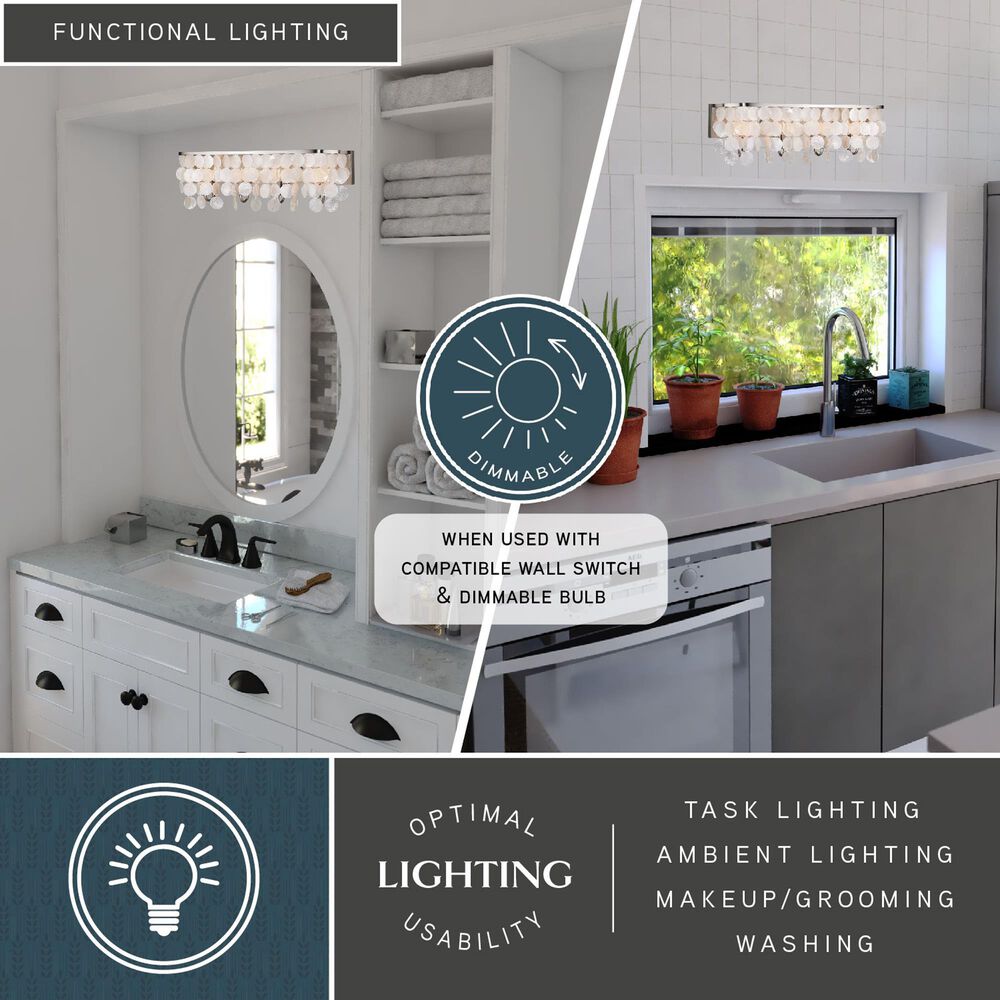 Vaxcel Elsa 4-Light Capiz Shell Bathroom Vanity in Satin Nickel, , large