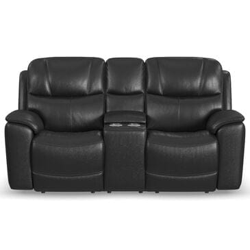 Flexsteel Crew Power Reclining Loveseat with Console, Power Headrests and Lumbar in Raven, , large