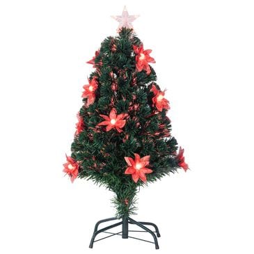 The Gerson Company 3" High Color-Changing Christmas Tree with Red Poinsettia Flowers in Green, , large