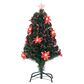 The Gerson Company 3" High Color-Changing Christmas Tree with Red Poinsettia Flowers in Green, , large