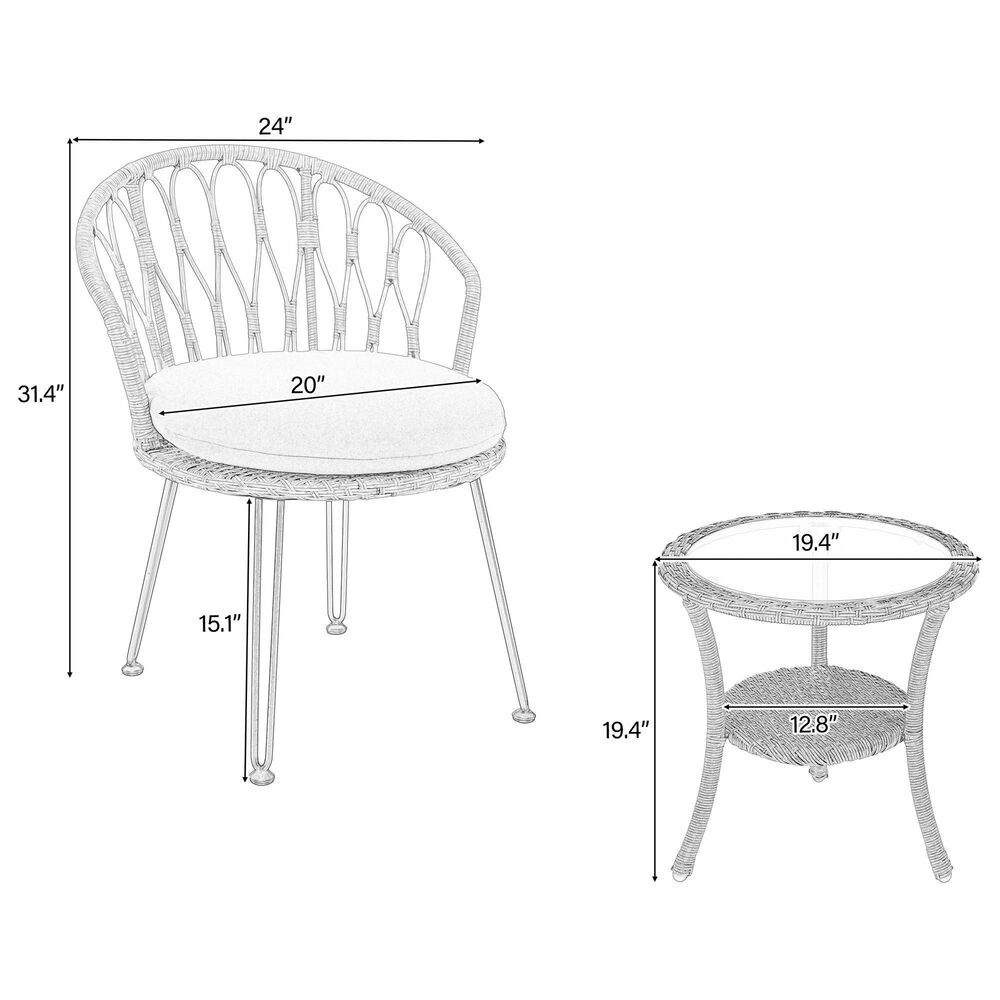 Hearth and Haven 3-Piece Patio Conversation Set in Beige, , large